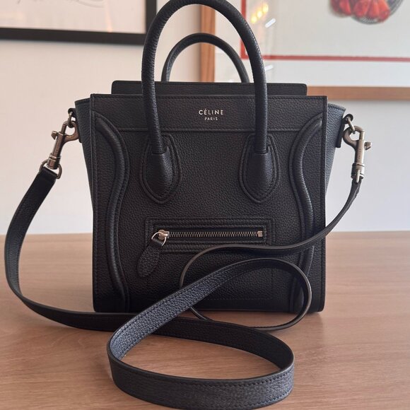 Celine Nano Luggage Tote - Black Drummed Calfskin - Picture 1 of 9